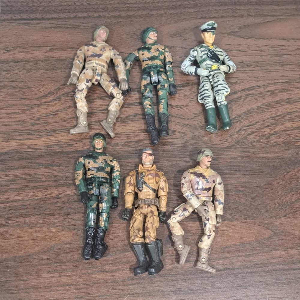 VTG Military Action Figure Lot 6pc Camo Soldier Toy Set Army Men Combat Figures - Picture 3 of 4